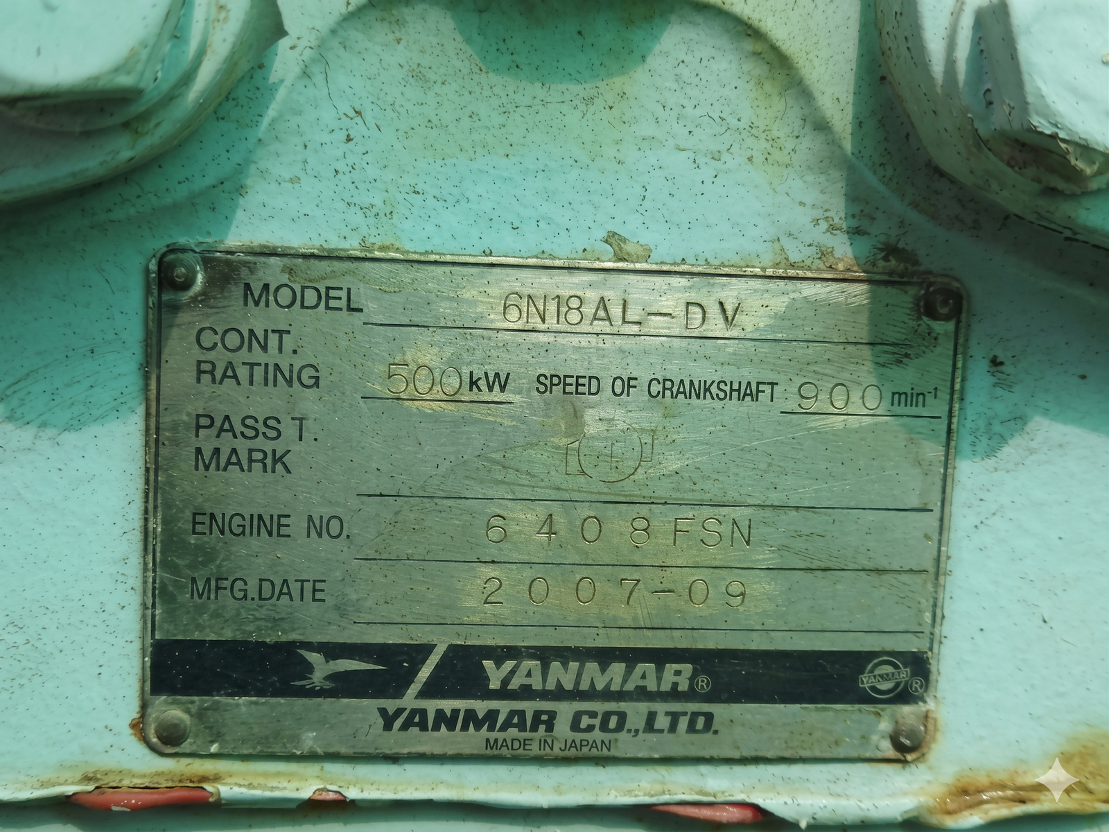 YANMAR 6N18 6N18AL ENGINE / GENERATOR