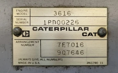 CATERPILLAR 3616 ENGINE / GENERATOR SET